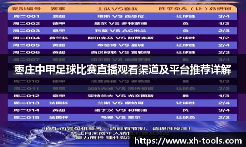 枣庄中甲足球比赛直播观看渠道及平台推荐详解